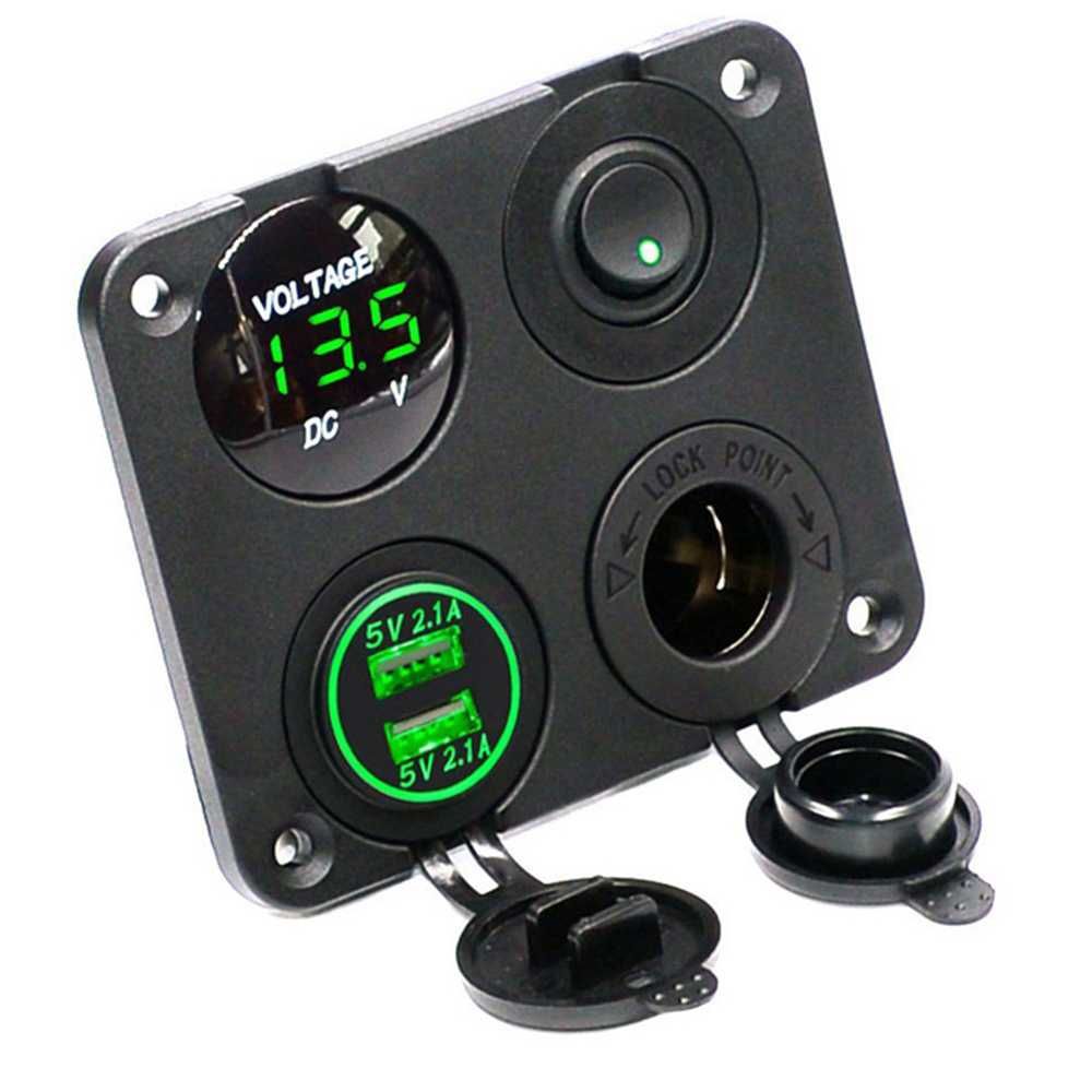 12V/24v панел за вграждане USB зарядно запалка волтметър Бушон  копче