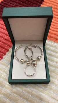 Продам набор серебреный сережки и кольцо
