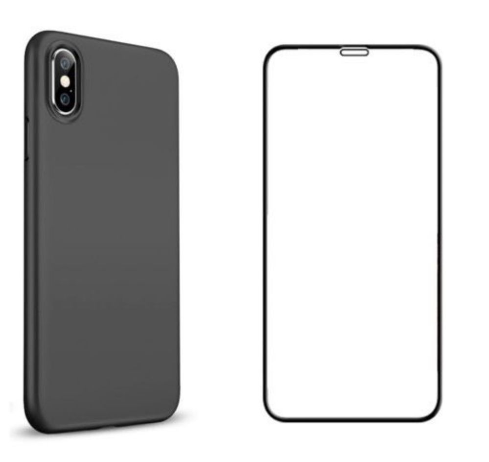 Husa Silicon Premium Slim 0,2 si Folie Sticla 21D - Iphone X XR XS MAX