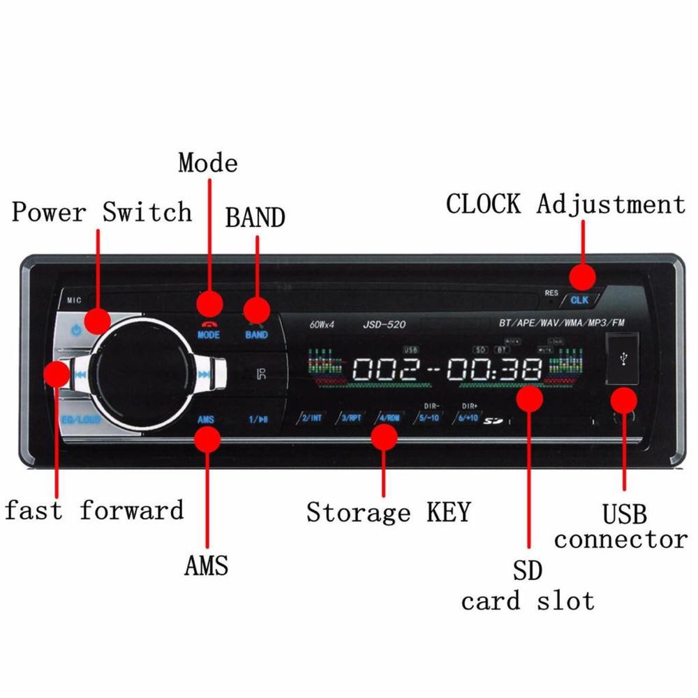 Pioneer mafon Ovozi zor Yangi fleshka magnitola  4x kalonka ga blutus