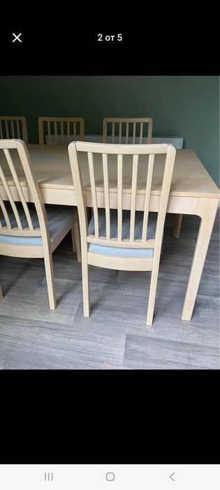 Ikea Ekedalen маса и 8 стола масив