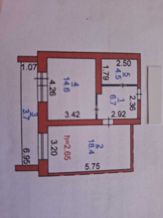 Продается 1-комн. квартира 48.5 кв.м. 5 этаж из 9. Мкр. Береке д. 53.