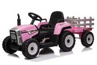 Tractor electric pentru copii BJ611 70W 12V cu Remorca inclusa #Roz