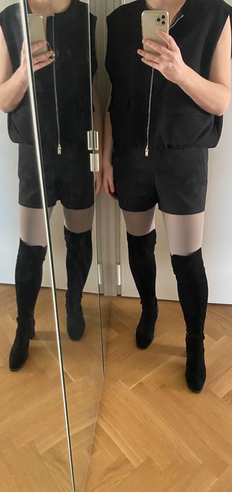 cizme peste genunchi piele intoarsa zara