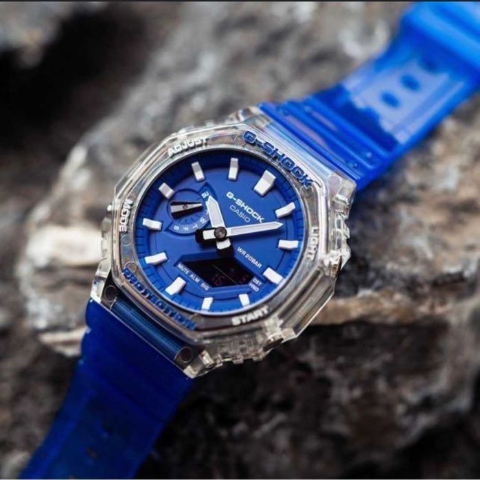 Ceas Sport Casio G-Shock GA-2100 HK Skeleton Blue –Nou, Garanție 2 Ani