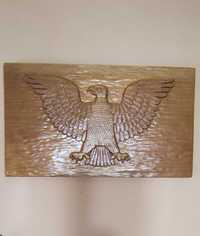 Sculptură de lemn, plachetă vultur