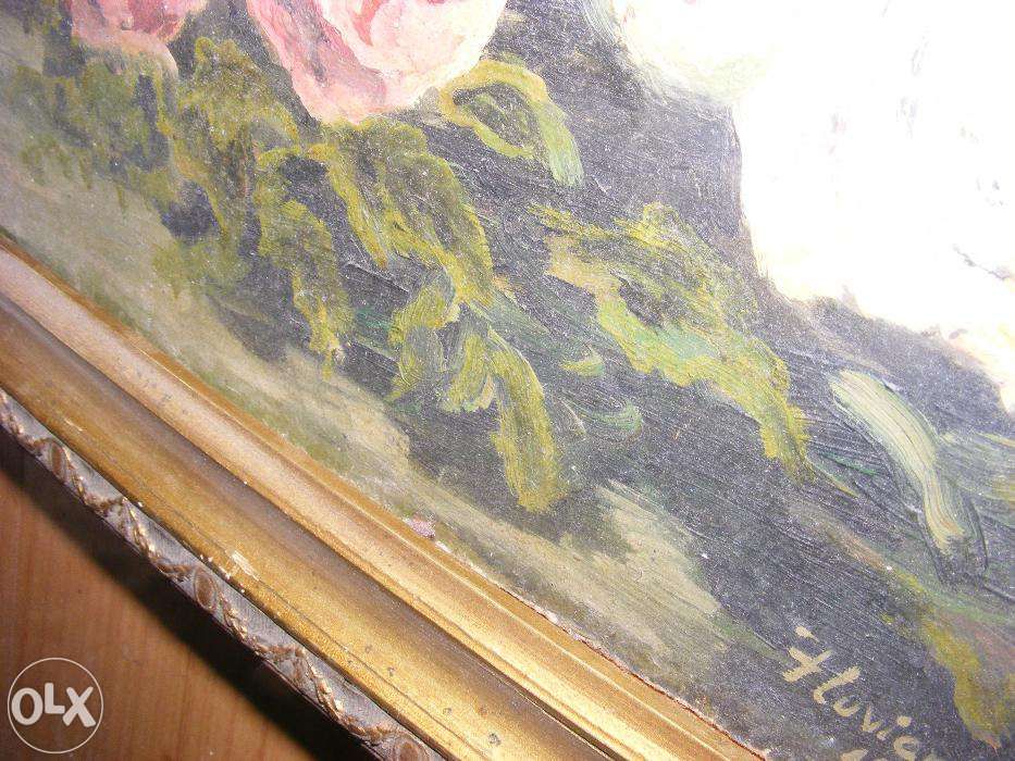 Tablou pictat,pictura veche semnata cu rama