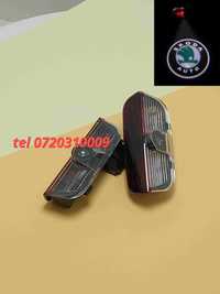 Set 2 Proiectoare Logo Led Pentru Portiere Skoda Superb 2009  2020