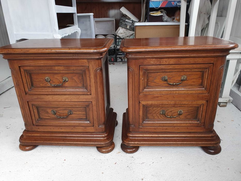 set 2 noptiere baroque vintage lemn masiv