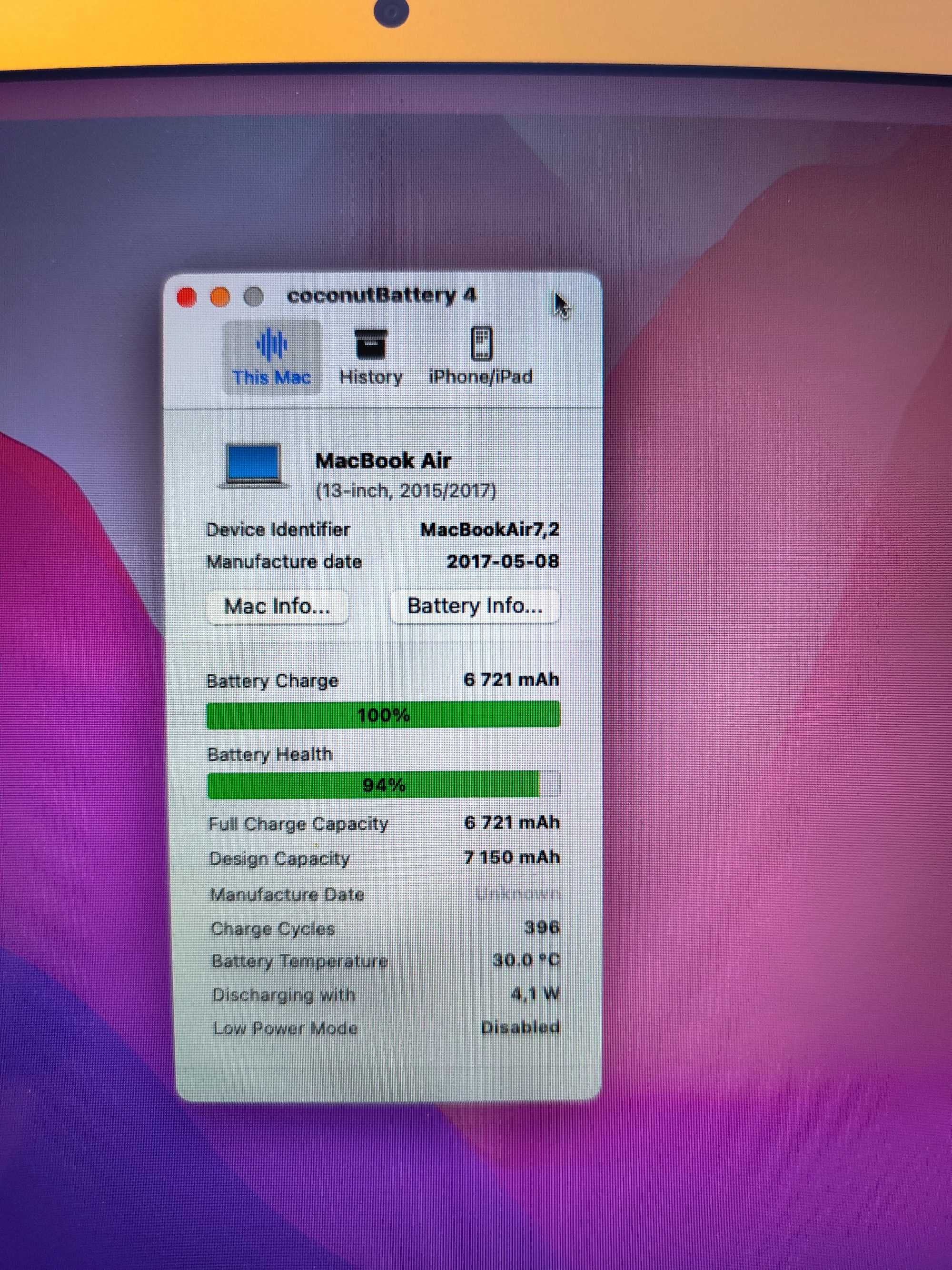 MacBook Air 13 2017 1.8GHz 8Gb RAM 128Gb SSD отличен