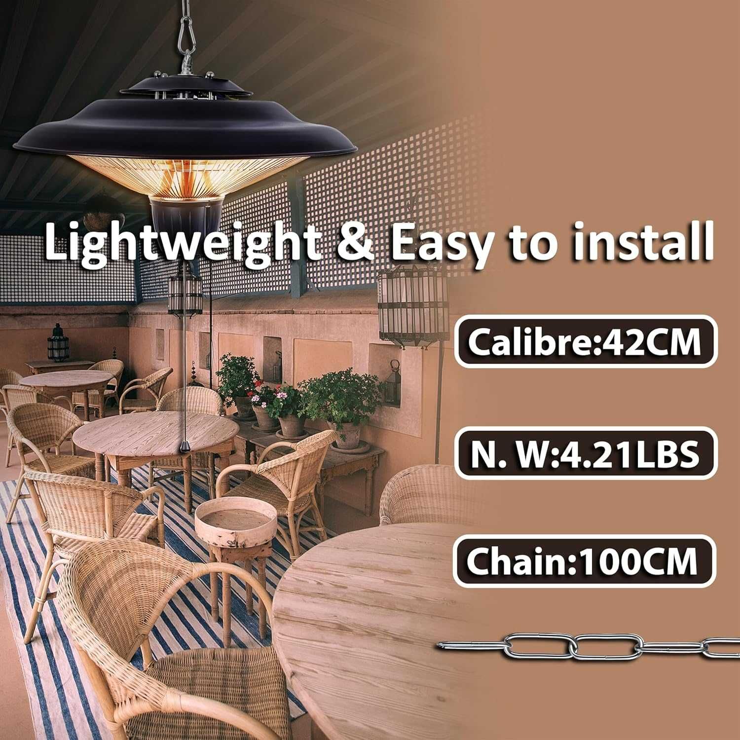 Отоплителна лампа DONYER POWER 800W-2000W,Гаранция