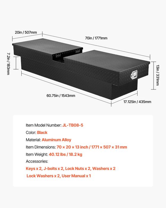 Cutie Aluminiu pentru Scule Camion,1778x508x330mm,Negru