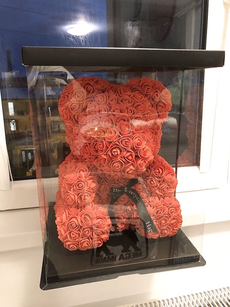 Ursulet din trandafiri de spuma inaltime 40 cm