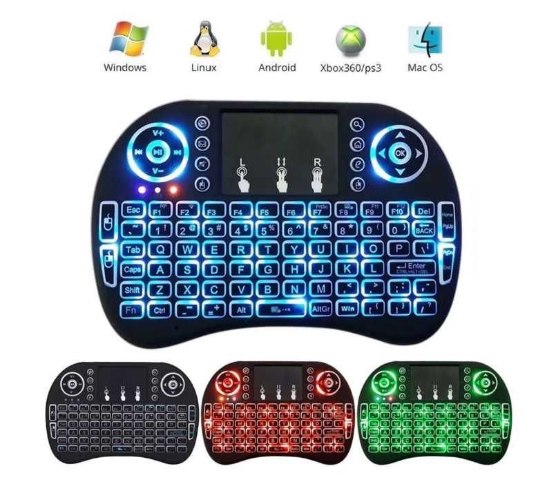 Мини безжична клавиатура с мишка-тъчпад и подсветка