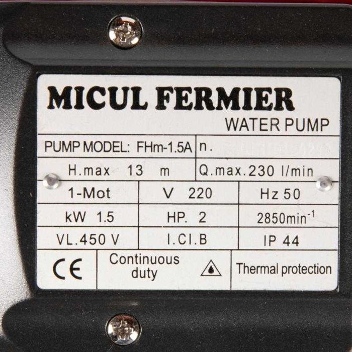 Pompa Apa de Suprafata FHM-1.5"A, Motor Mic