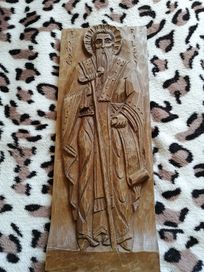 Красива дърворезба икона Свети Иван Рилски