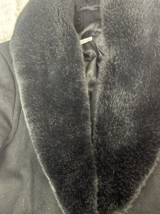 Пальто Манго черное длинное теплое