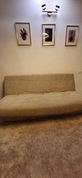 Canapea bej, 3 locuri, lada depozitare, husa detasabila