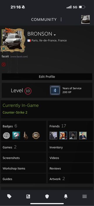 Steam+10lvl faceit продам