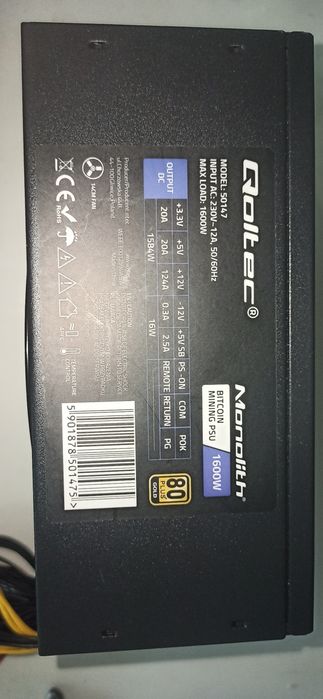 Sursa Qoltec Bitcoin Ether Miner, 80+ Gold, 1600W