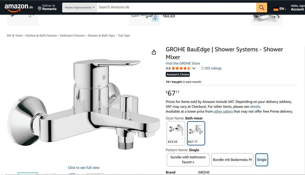 Baterie de duș GROHE BauEdge