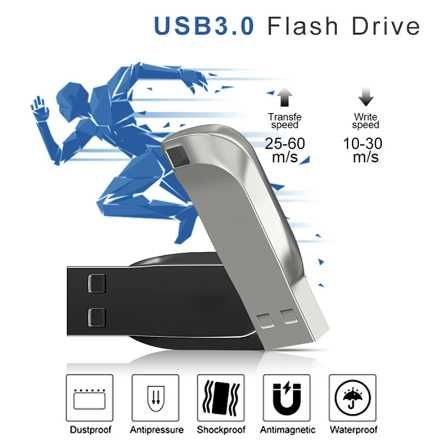 Memory stick USB3.0 de 2TB real Super slim si rezistent la soc/apa