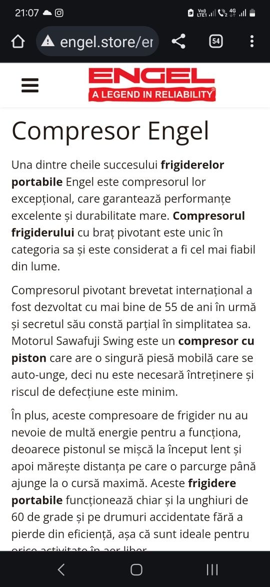 Frigider rulota  Engels compresor 12V 92 litri