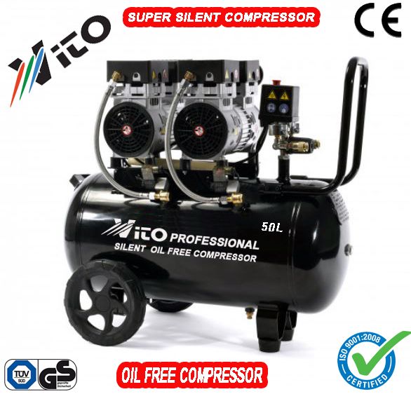 50 литра Супер тих Безмаслен компресор за въздух VITO с 2 мотора 1,1Кw