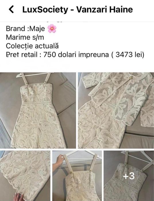 Rochie eleganta Maje crosetata culoare nude