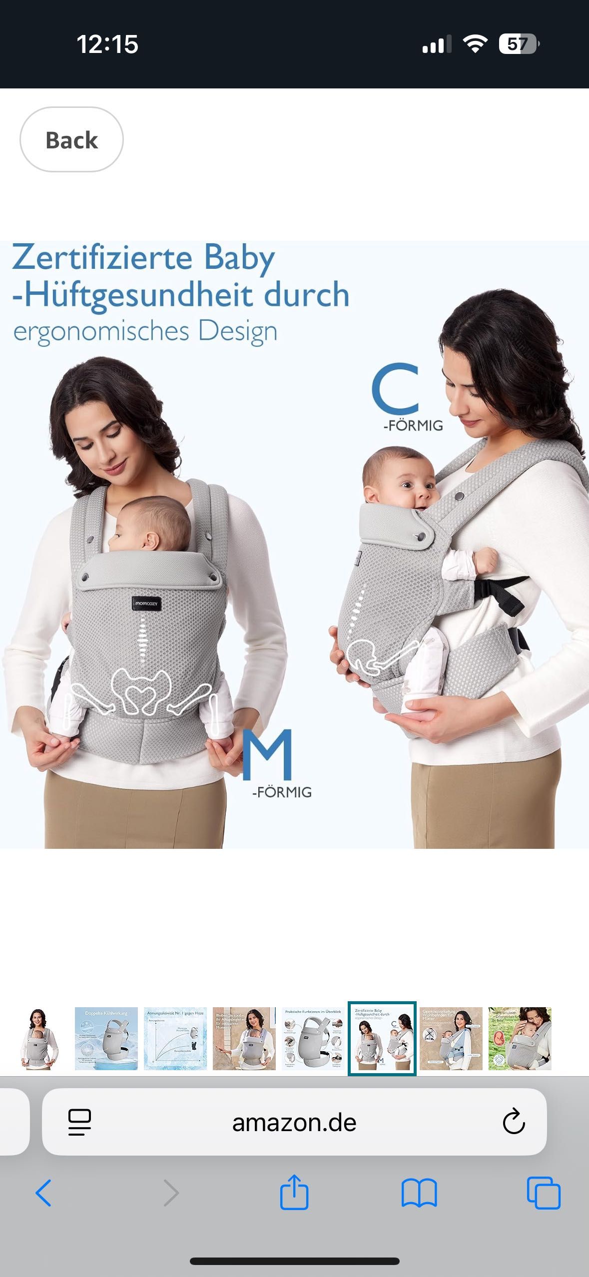 Ергономична раница за носене на бебе Momcozy Air Mesh Grey