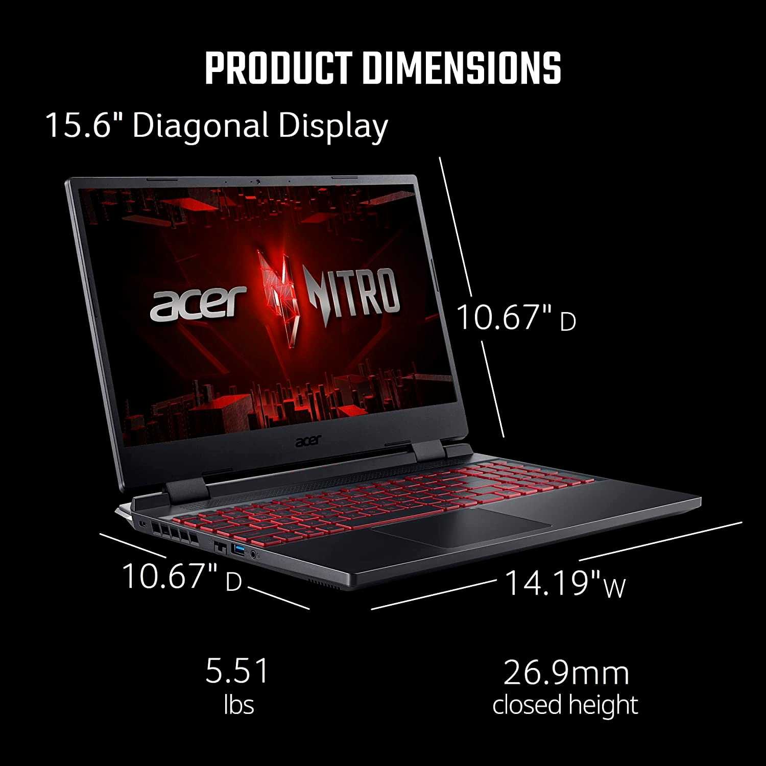 Лаптоп Acer Nitro 5 15.6" 144Hz i5-12500H 16RAM 1TB SSD RTX 3060