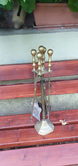 Ustensile alama, set curatare semineu, teracota, soba pe lemne