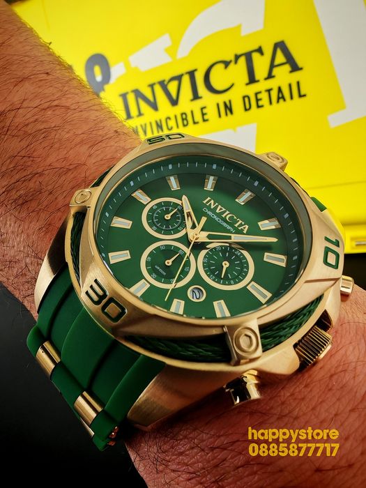 INVICTA Vanguard Green/Gold 50mm, Инвикта нов ръчен часовник