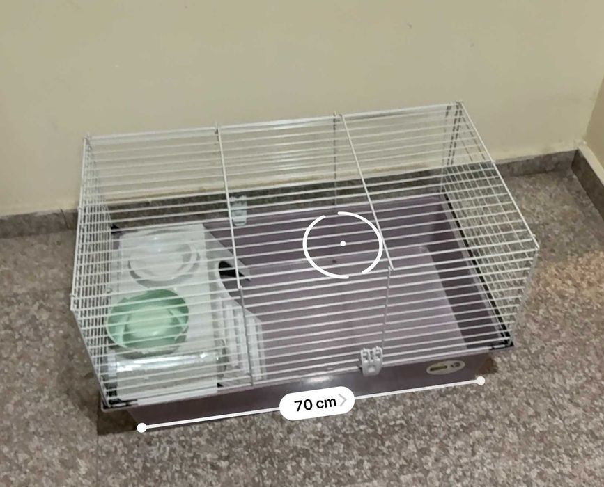 Клетка за зайци и гризачи 80x40см, оборудвана
