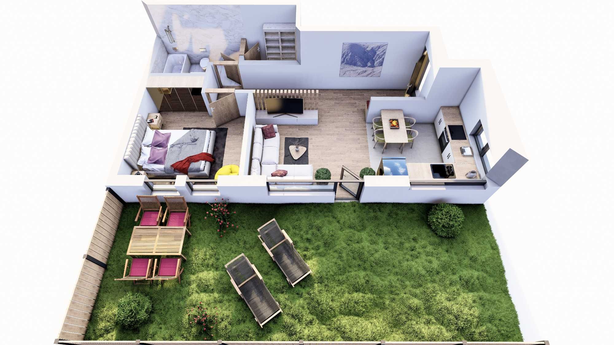 PROMOTIE!!! Apartament 50mp cu Gradina de Vanzare de la dezvoltator