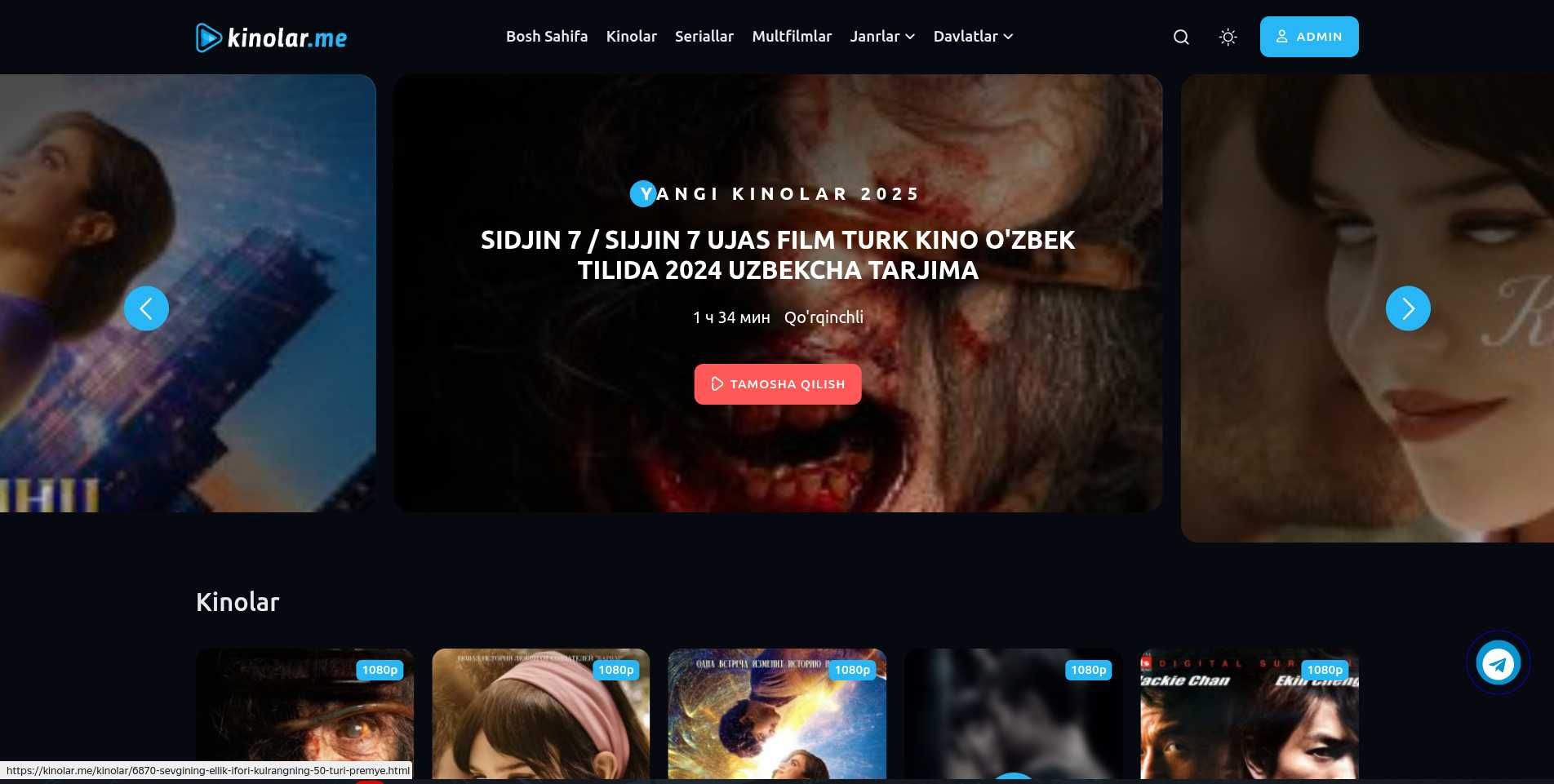 Kinolar.me - Kinolar sayti platformasi sotiladi