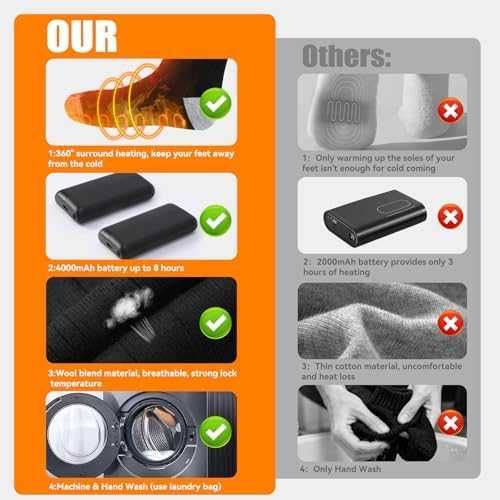 Отопляеми чорапи 4000mAh 3 степени – топли през зимата за мъже и жени