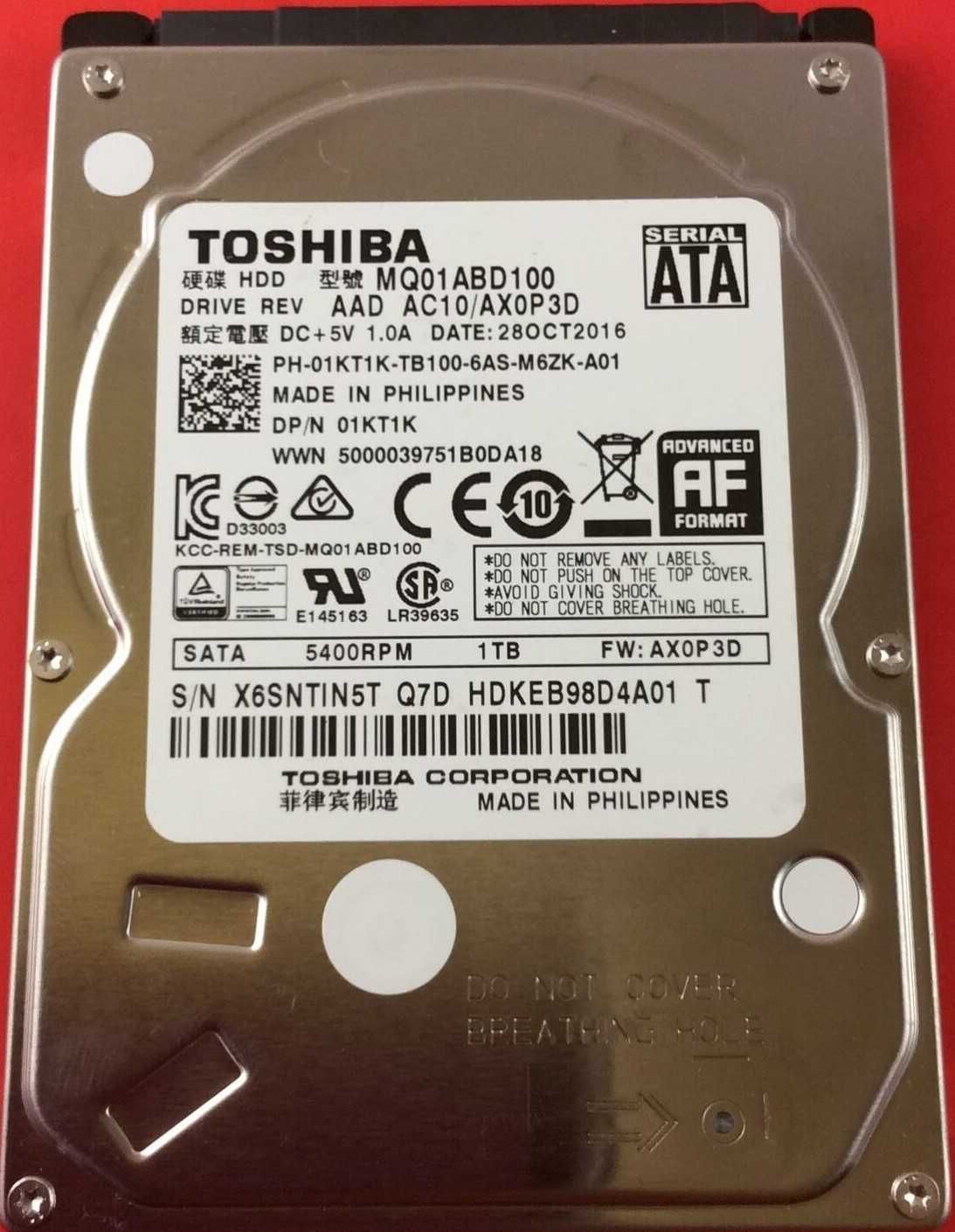 HDD Laptop Toshiba, 1TB, 5400RPM, 8MB, SATA 3