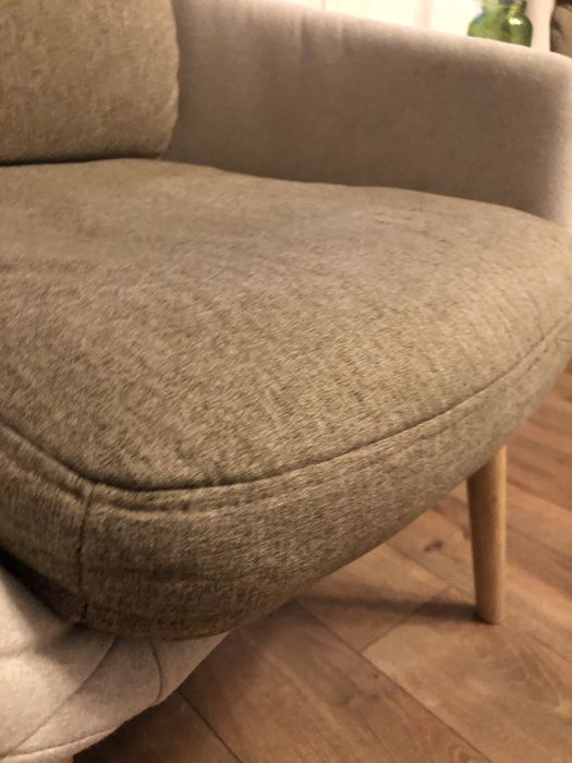 Fotoliu bej/maro/ lemn stejar