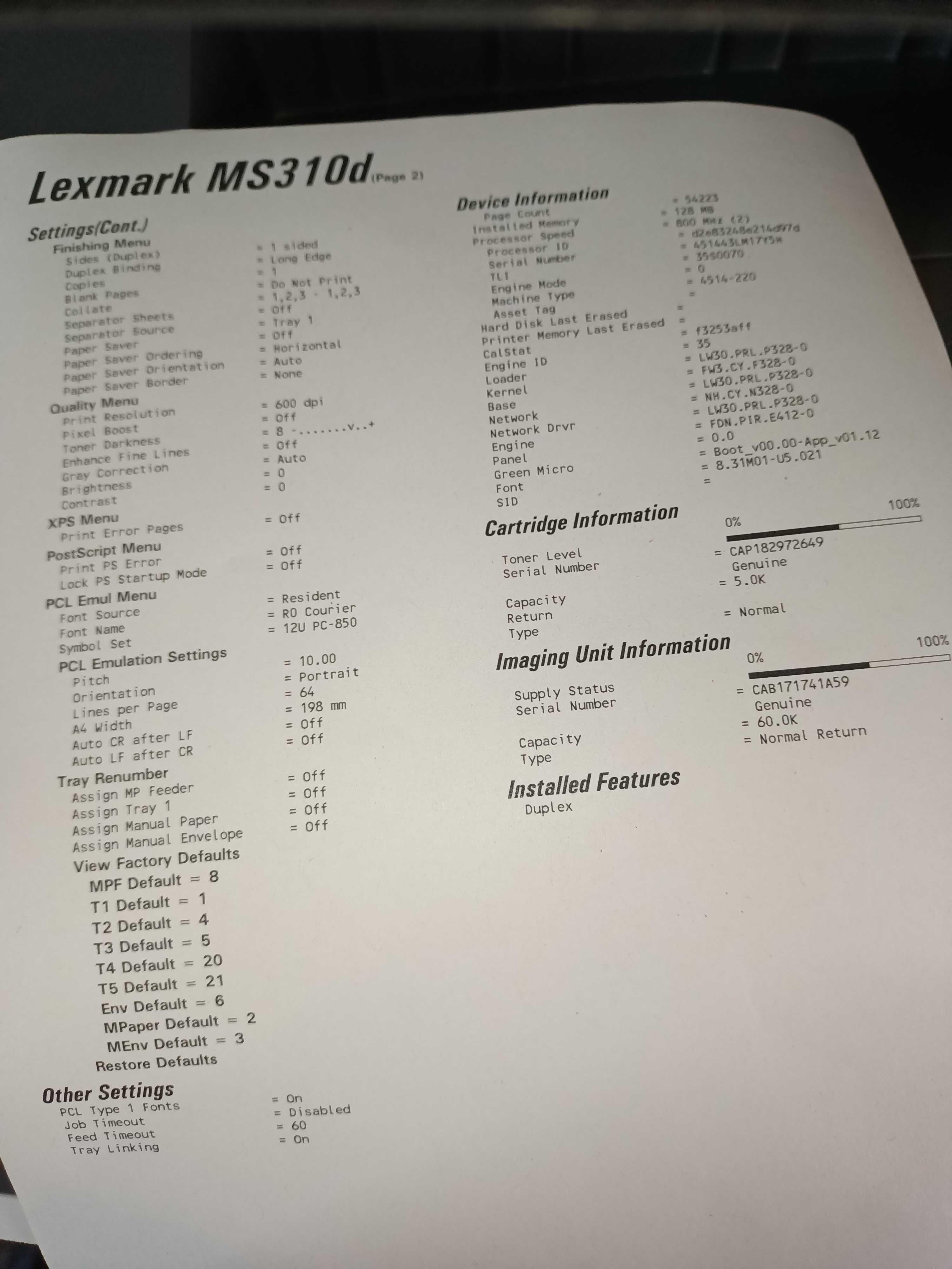 Imprimanta laser Lexmark MS310d Duplex Paralel USB