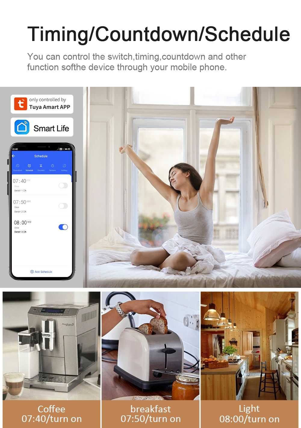 Comutator inteligent mini, WiFi, 16A Smart Home, Tuya, Alexa, Google