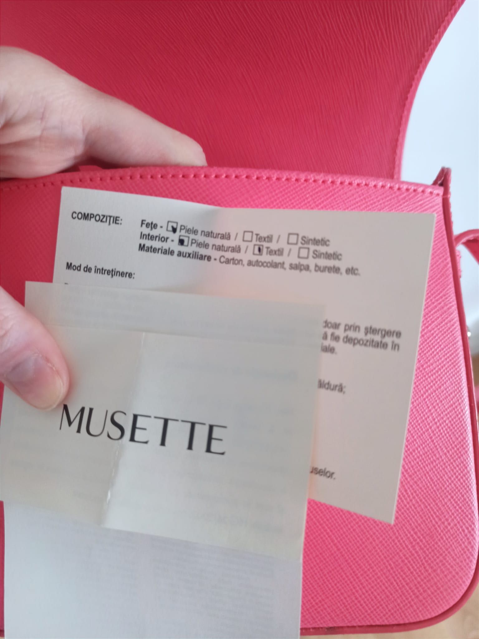 Geanta umăr Musette. Piele, noua + săculeț (similar Furla, Coccinelle)