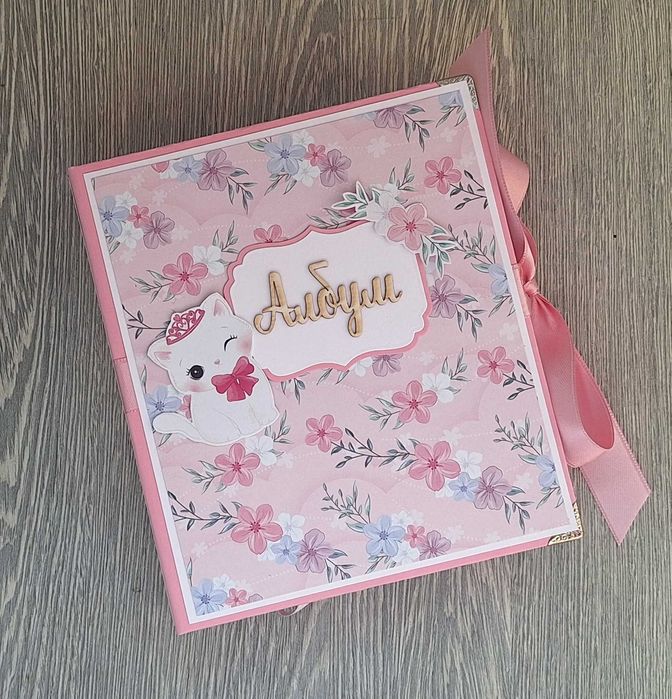 Албум за снимки "Котенце" в розово, ръчна изработка /63.17