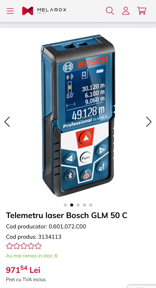 Telemetru cu laser Bosch GLM 50 C Bluetooth Nou