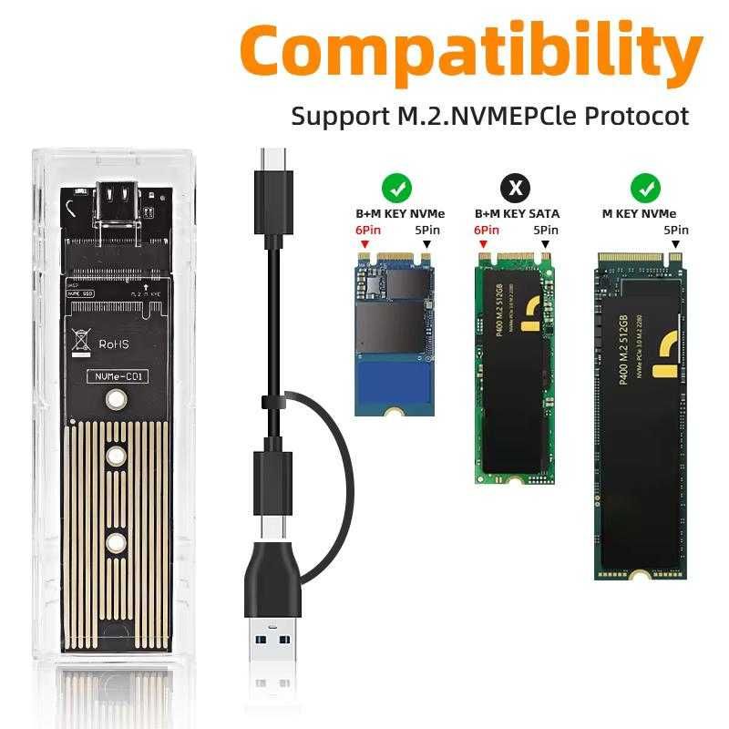 M.2 NVMe към USB четец