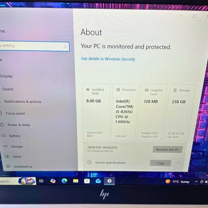 HP EliteBook G6 - 14''IPS FHD, i5-8265U, 8GB RAM, 256GB NVMe PCle SSD