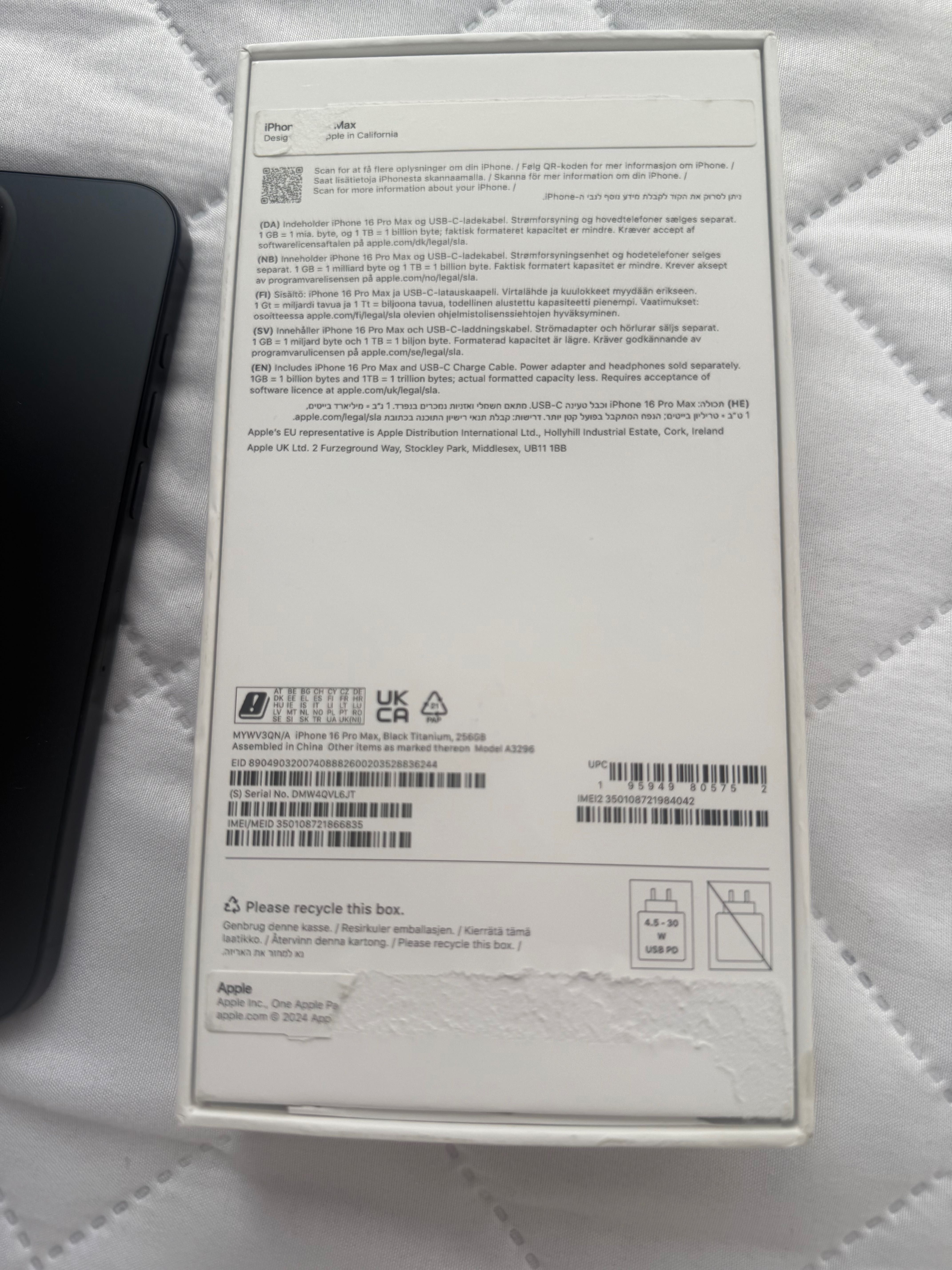 Iphone 16 Pro Max 256GB Black Titanium Garantie Apple