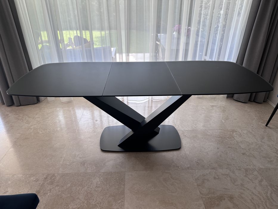 Vand masa sticla neagra living extensibila, stare excelenta