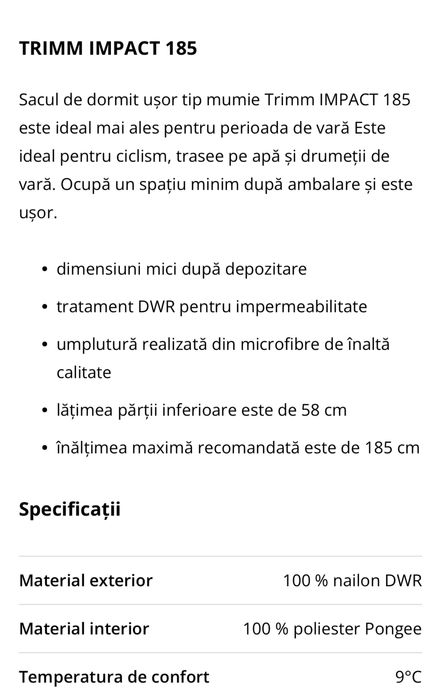 Sac de dormit TRIMM Impact 185