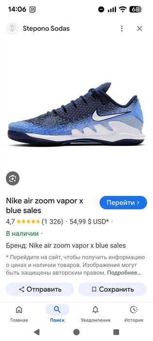 Кроссовки для тенниса Nike Air Zoom новые